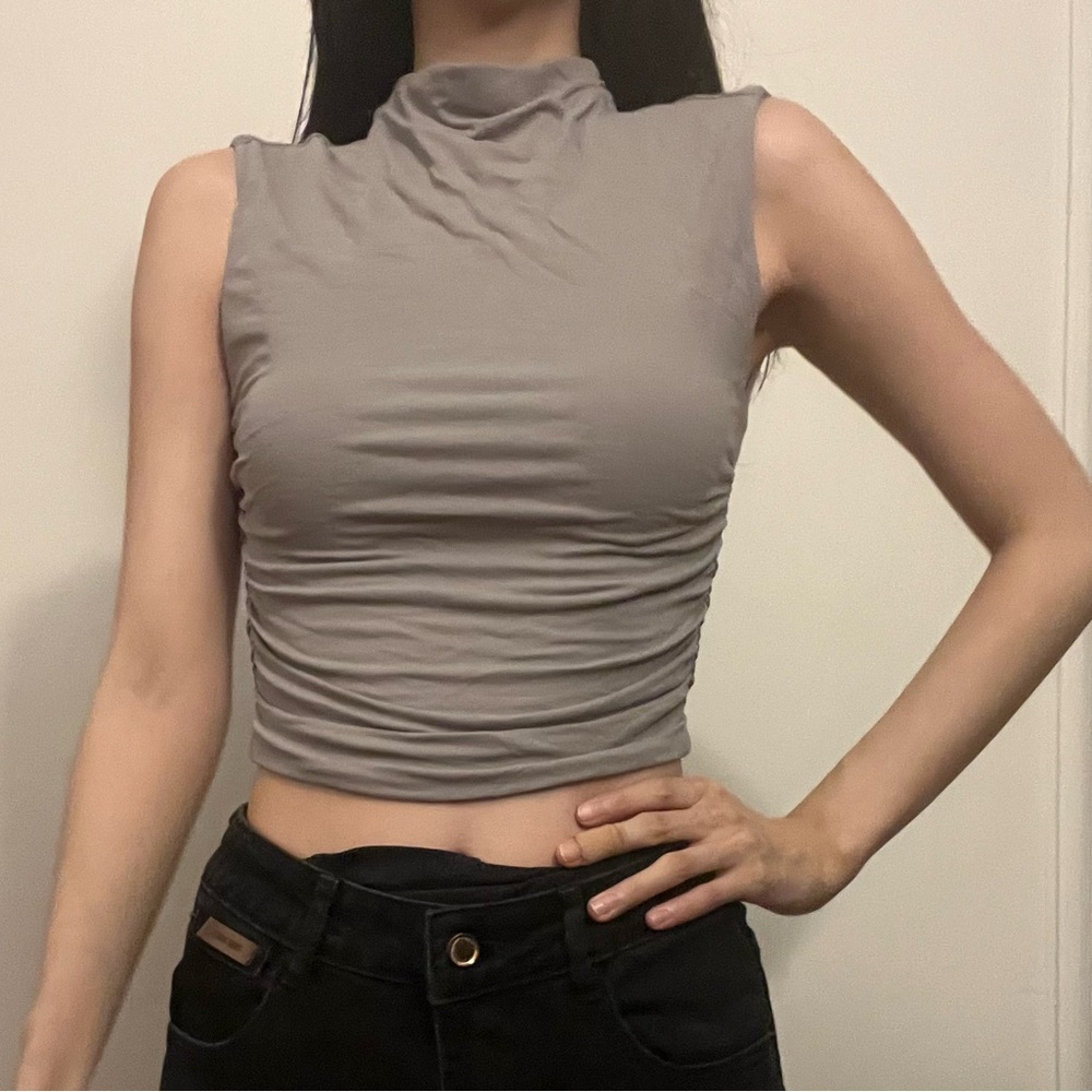 OGL Eco-SkinKiss® Workleisure Mock Neck Ruched Sides Tank